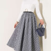 Elastic Waist Plaid Hem Edge Skirt Ecru – Bild 2