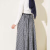 Elastic Waist Plaid Hem Edge Skirt Ecru – Bild 3
