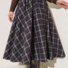 Elastic Waist Plaid Hem Edge Skirt Coffee Brown