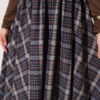 Elastic Waist Plaid Hem Edge Skirt Coffee Brown – Image 4