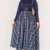 Elastic Waist Plaid Hem Edge Skirt Blue – Bild 2