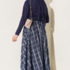 Elastic Waist Plaid Hem Edge Skirt Blue – Bild 3