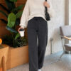 Elastic Waist Ribbed French Terry Pants Anthracite - Imagen 2