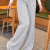 Elastic Waist Ribbed French Terry Pants Grey