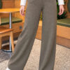 Elastic Waist Ribbed French Terry Pants Khaki