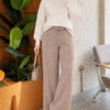 Elastic Waist Ribbed French Terry Pants Latte - Imagen 2