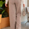 Elastic Waist Ribbed French Terry Pants Latte - Imagen 4