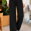 Elastic Waist Ribbed French Terry Pants Black