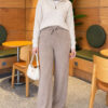 Elastic Waist Ribbed French Terry Pants Mink – Bild 2