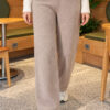 Elastic Waist Ribbed French Terry Pants Mink – Bild 3
