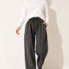 Elastic Waist Ribbed Loose Fit Trousers Smoke - immagine 2
