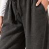 Elastic Waist Ribbed Loose Fit Trousers Smoke - immagine 4