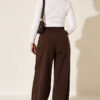 Elastic Waist Ribbed Loose Fit Trousers Brown – Bild 3