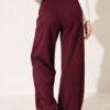 Elastic Waist Ribbed Loose Fit Trousers Plum - immagine 3
