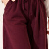 Elastic Waist Ribbed Loose Fit Trousers Plum - immagine 4