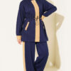 Elastic Waistband Hem-Edge French Terry Two-Piece Set Navy Blue - Afbeelding 2