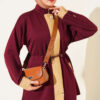 Elastic Waistband Hem-Edge French Terry Two-Piece Set Plum - Afbeelding 2