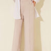 Wide Leg Scuba Trousers with Elastic Waistband Beige – Bild 2