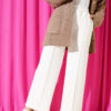 Wide Leg Scuba Trousers with Elastic Waistband White – Bild 2
