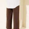 Wide Leg Scuba Trousers with Elastic Waistband Brown – Bild 3