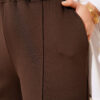 Wide Leg Scuba Trousers with Elastic Waistband Brown – Bild 4