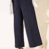 Wide Leg Scuba Trousers with Elastic Waistband Navy Blue – Bild 2