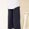 Wide Leg Scuba Trousers with Elastic Waistband Navy Blue – Bild 3