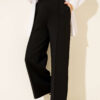 Wide Leg Scuba Trousers with Elastic Waistband Black – Bild 2
