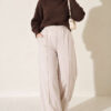 Wide Leg Scuba Trousers with Elastic Waistband Stone - Afbeelding 2
