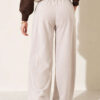 Wide Leg Scuba Trousers with Elastic Waistband Stone - Afbeelding 3