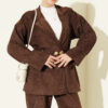 Gold Buttoned Two-Piece Set with Elastic Waist Brown - الصورة 2