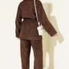 Gold Buttoned Two-Piece Set with Elastic Waist Brown - الصورة 3