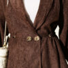 Gold Buttoned Two-Piece Set with Elastic Waist Brown - الصورة 4
