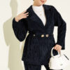 Gold Buttoned Two-Piece Set with Elastic Waist Navy Blue - Imagen 2