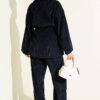 Gold Buttoned Two-Piece Set with Elastic Waist Navy Blue - Imagen 3
