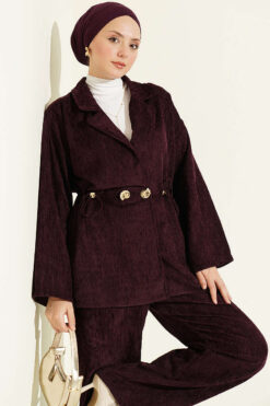 Alternative view of Gold Buttoned Two-Piece Set with Elastic Waist Plum