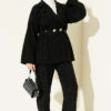Gold Buttoned Two-Piece Set with Elastic Waist Black