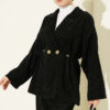 Gold Buttoned Two-Piece Set with Elastic Waist Black - Image 2