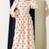 Belted Circle Pattern Dress Beige