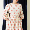 Belted Circle Pattern Dress Beige – Bild 2