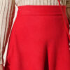 High-Waisted Flared Wool Blend Skirt with Elastic Waistband Red - الصورة 4