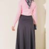 Elastic Waist Flared Scuba Knit Hem Edge Skirt Smoke - الصورة 3