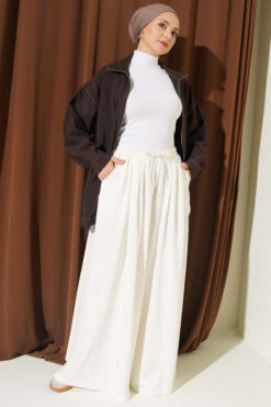 Alternative view of Elastic Waist Lounge Drawstring Pants Ecru