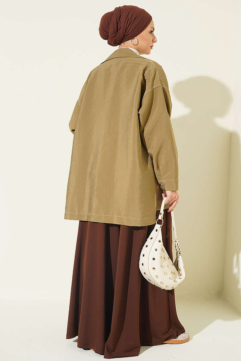 Elastic Waist Lounge Drawstring Pants Brown – Image 3