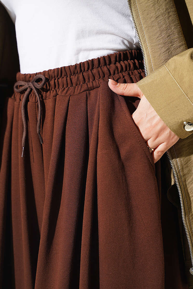 Elastic Waist Lounge Drawstring Pants Brown – Image 4