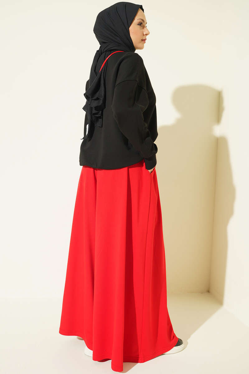 Elastic Waist Lounge Drawstring Pants Red - immagine 3