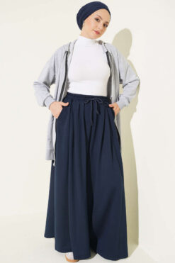 Alternative view of Elastic Waist Lounge Drawstring Pants Navy Blue