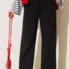 Relaxed Fit Pants with Elastic Waistband Black