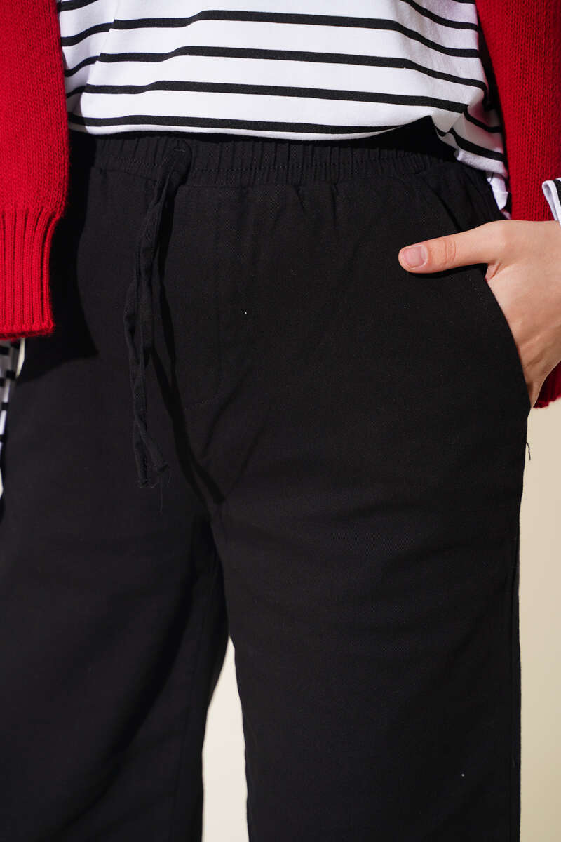Relaxed Fit Pants with Elastic Waistband Black - immagine 4