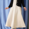 Belted Scuba Flared Skirt Beige